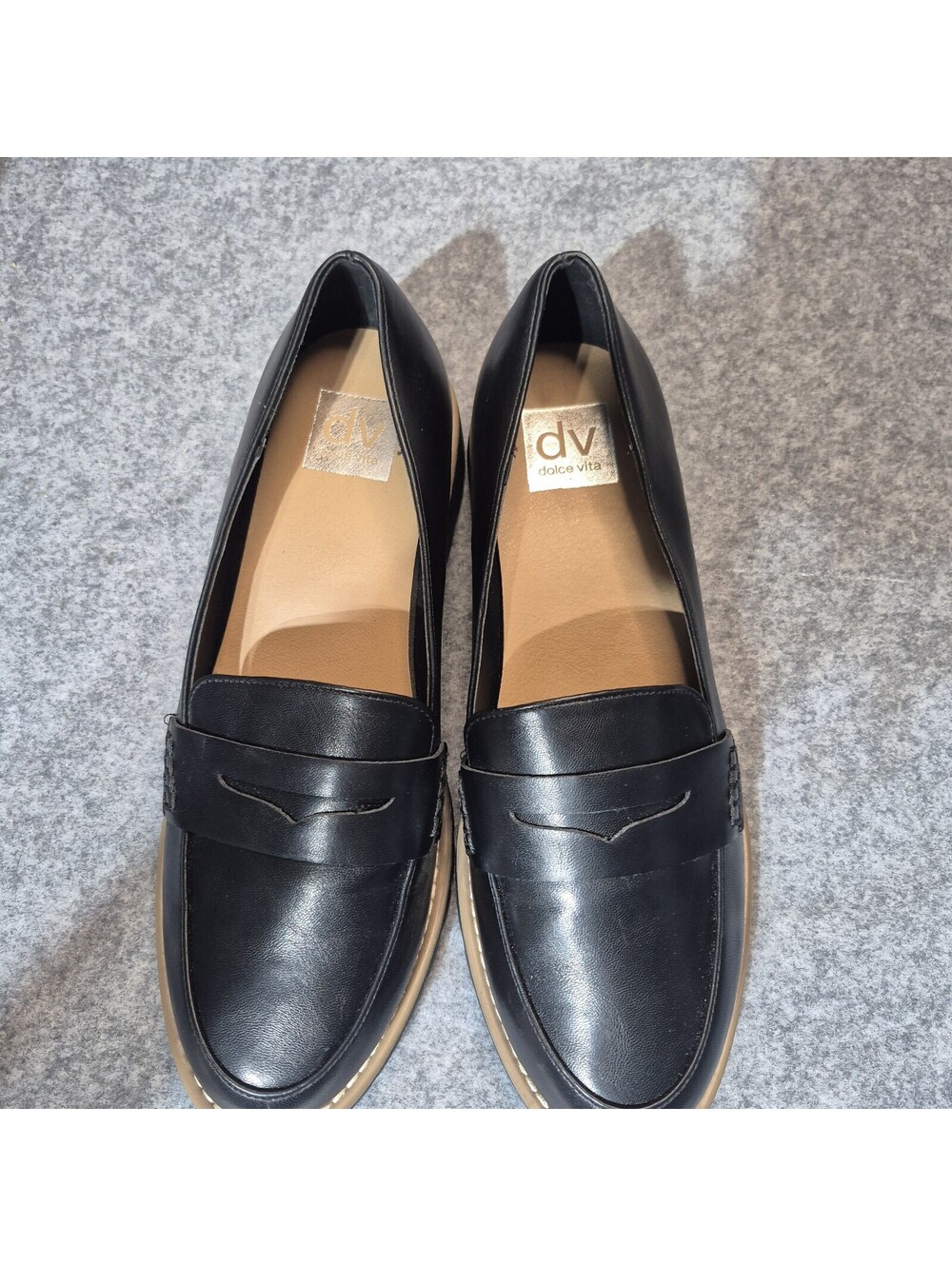 DV Dolce Vita Chrisp Shoes Women's Sz 8.5 Slip On Lug Sole Black Loafers - Picture 8 of 10